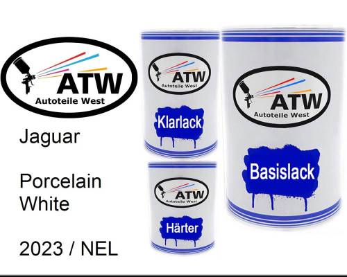 Jaguar, Porcelain White, 2023 / NEL: 500ml Lackdose + 500ml Klarlack + 250ml Härter - Set, von ATW Autoteile West.